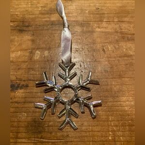Harvey Lewis Silver  Snowflake Christmas Ornament Swarovski Crystals Heavy